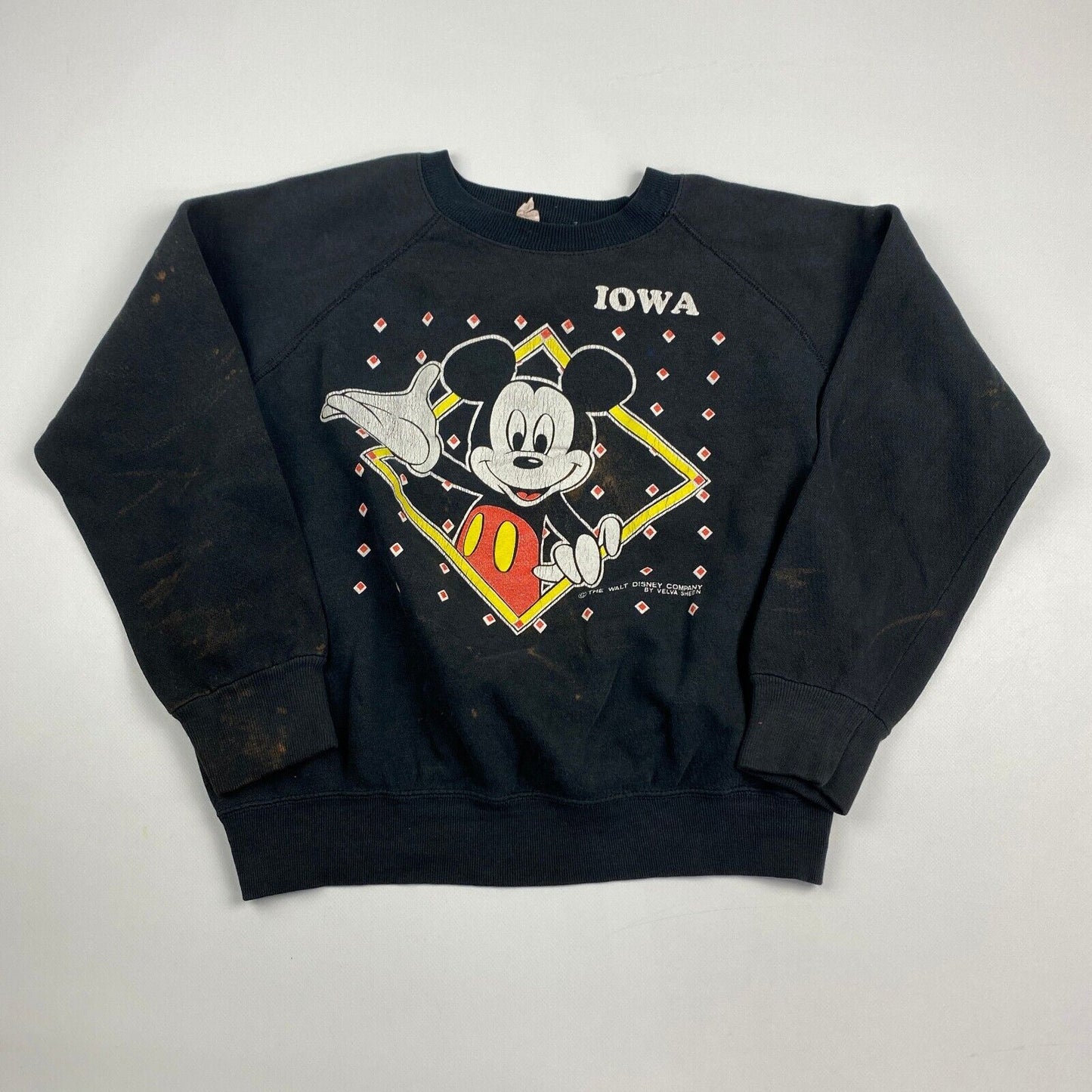 VINTAGE 90s Mickey Mouse Iowa Disney Crewneck Sweater sz Medium Mens