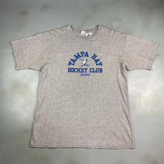 VINTAGE 90s Tampa Bay Lightning NHL CCM Embroidered T-Shirt sz XL Adult