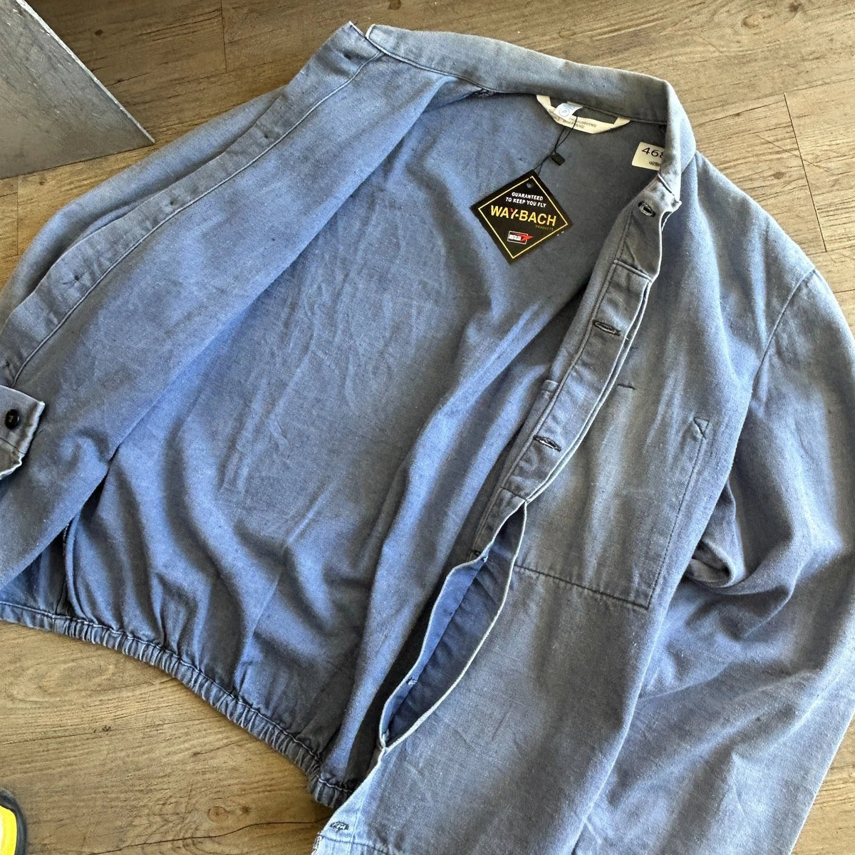 VINTAGE 1960s | French Faded Blue Workwear Chore Shirt Jacket sz 54 L