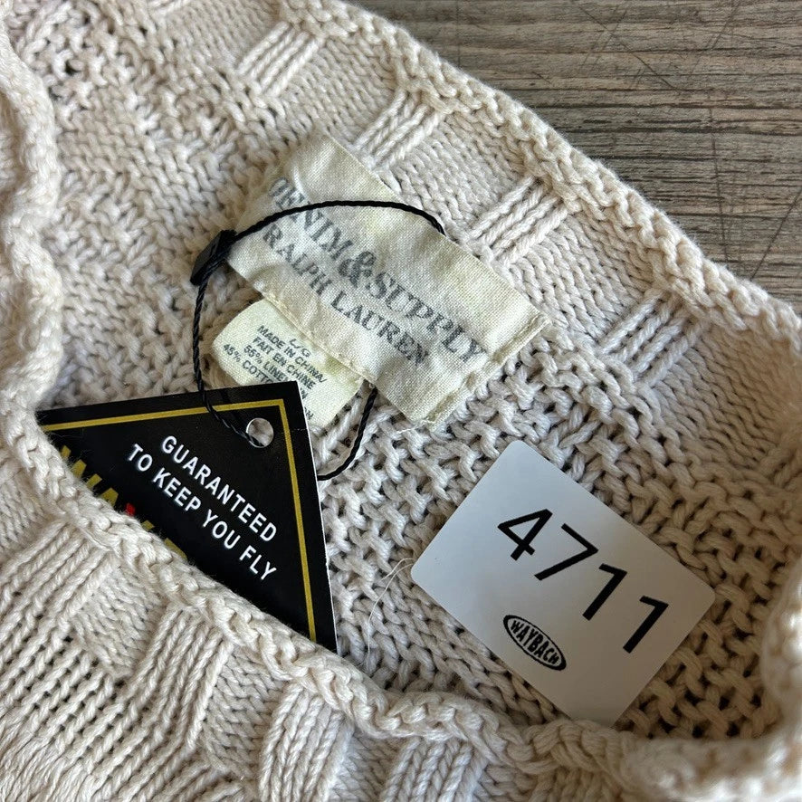 Denim & Supply Ralph Lauren | Vintage Cream Skull Cable Knit Sweater sz M/L