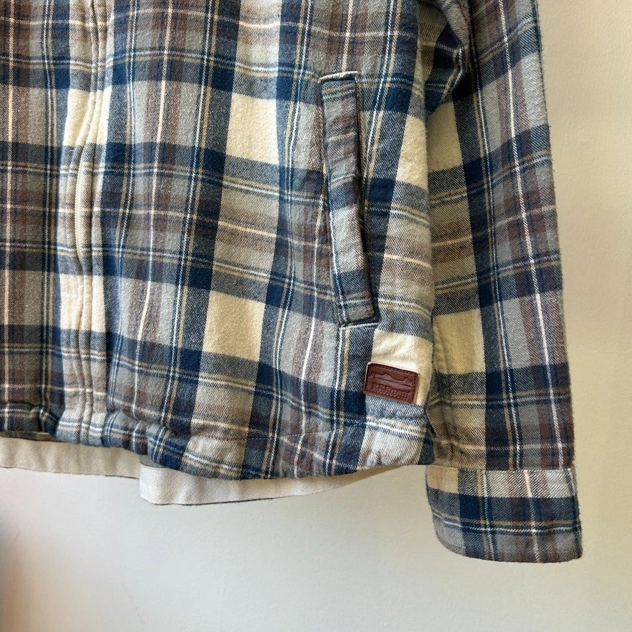 VINTAGE | L.L Bean Plaid Flannel Zip Up Hooded Shirt sz M/L