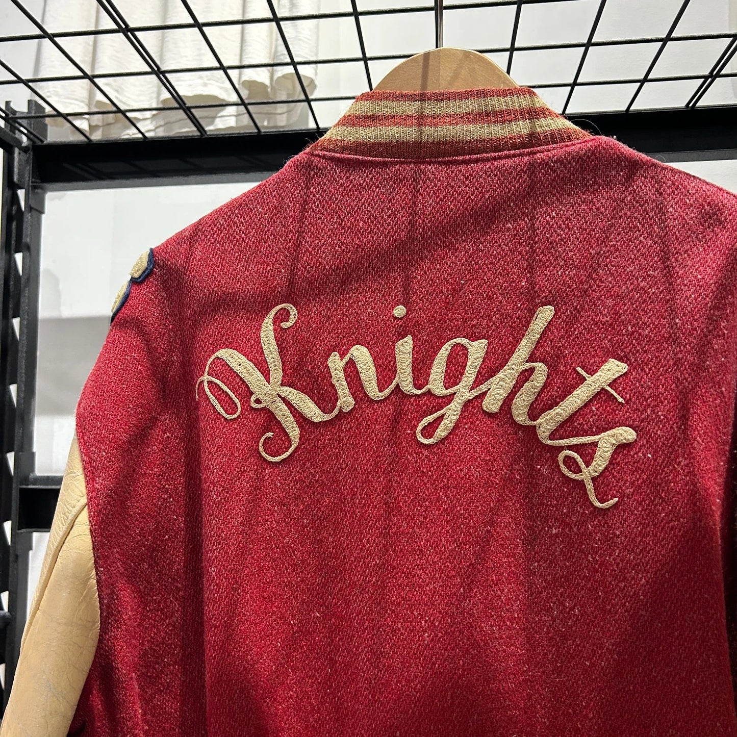 VINTAGE 1976 | Knights Chain Stitched Faded Letterman Varsity Bomber Jacket sz L