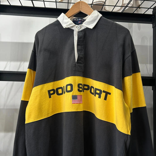 VINTAGE 90s | POLO Sport Ralph Lauren Color Block Rugby Shirt sz L