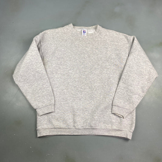VINTAGE 90s Blank Grey Logo 7 Crewneck Sweater sz Large Men Adult