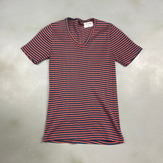 VINTAGE 90s Striped Stretch Blank T-Shirt sz XS Adult