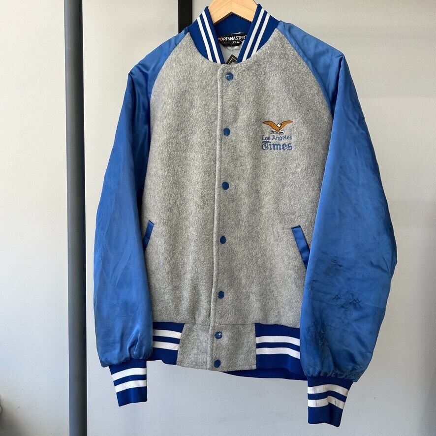 VINTAGE 80s 90s | Los Angeles Times Fleece Bomber Jacket sz L