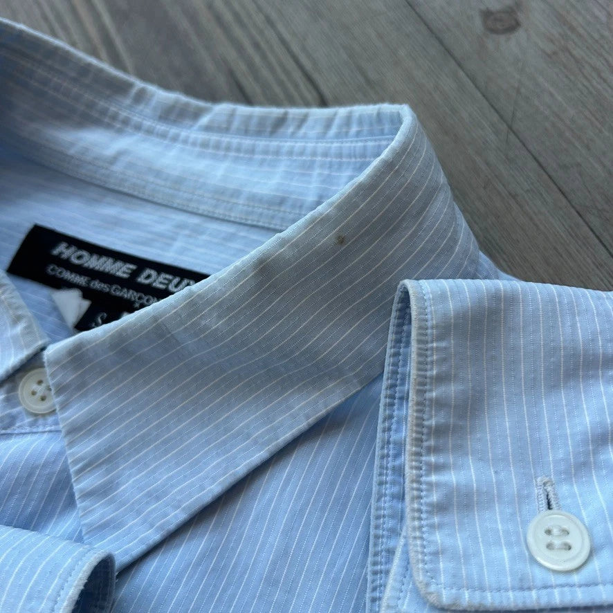 VINTAGE | Comme Des Garcons Homme Deux Pinstriped Eyelet Button Down Shirt sz M