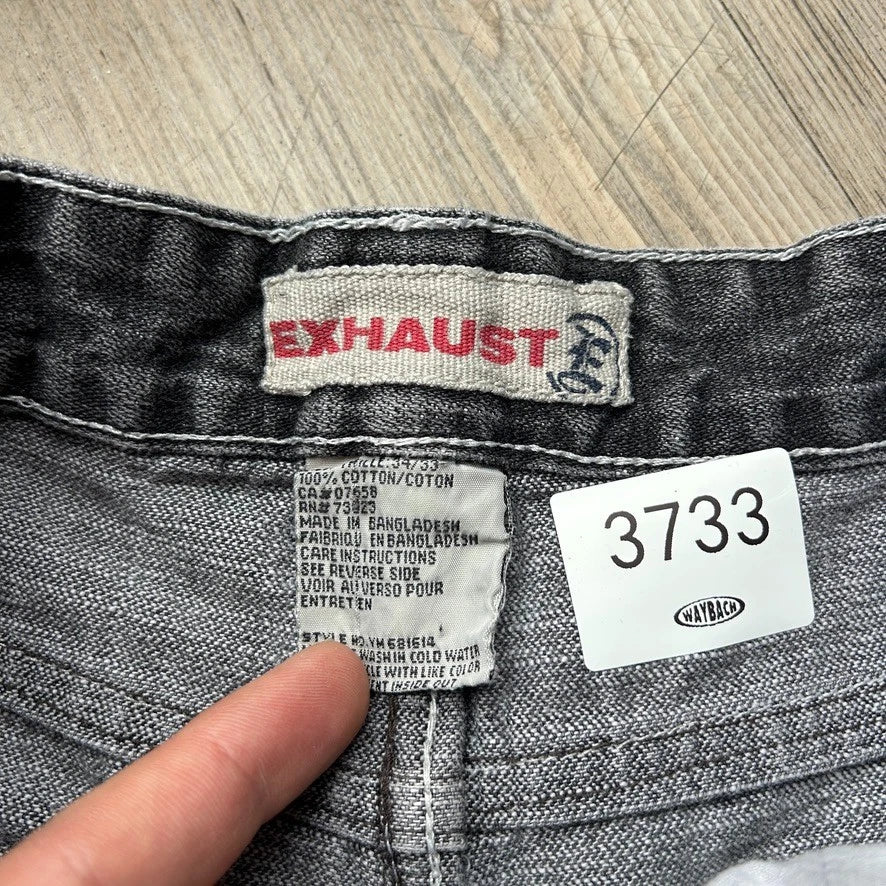 VINTAGE | Exhaust Faded Thrahed Black Baggy Denim Pants sz W34 L30