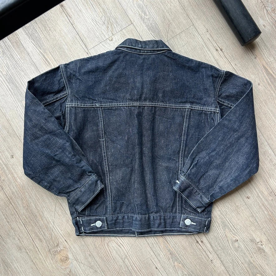 VINTAGE | Iceberg History Dark Indigo Denim Trucker Jacket sz 14 XS/S