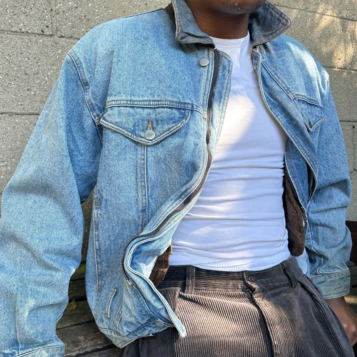 VINTAGE | The North Face Endurance Full Zip Jean Jacket Wool Lined Vest sz M