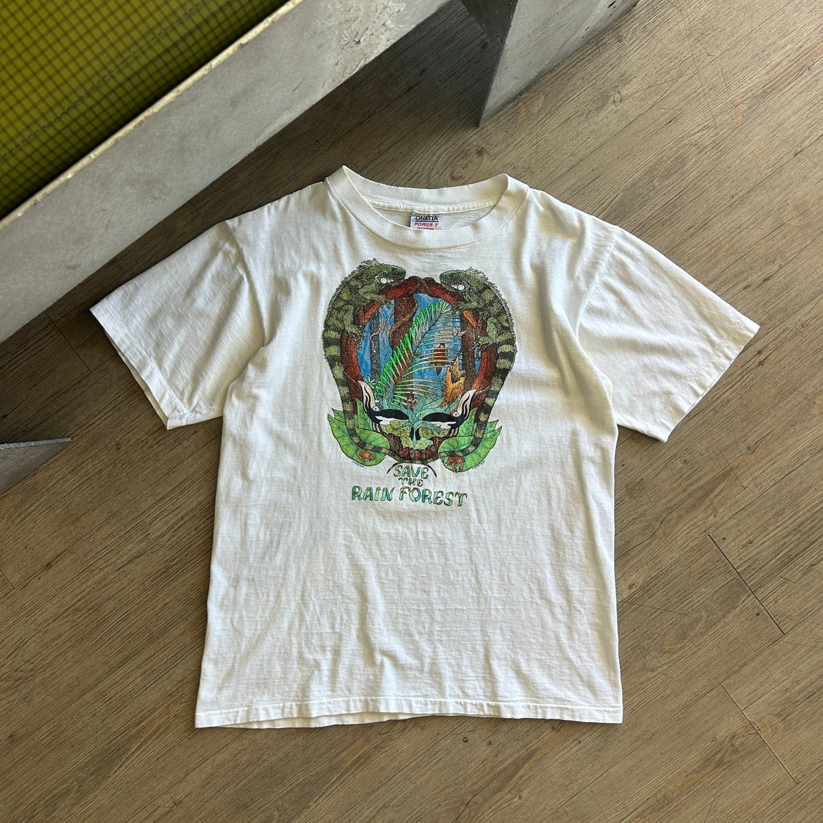 VINTAGE 1989 | Save The Rain Forest Reptile Grateful Dead Earth T-Shirt sz M