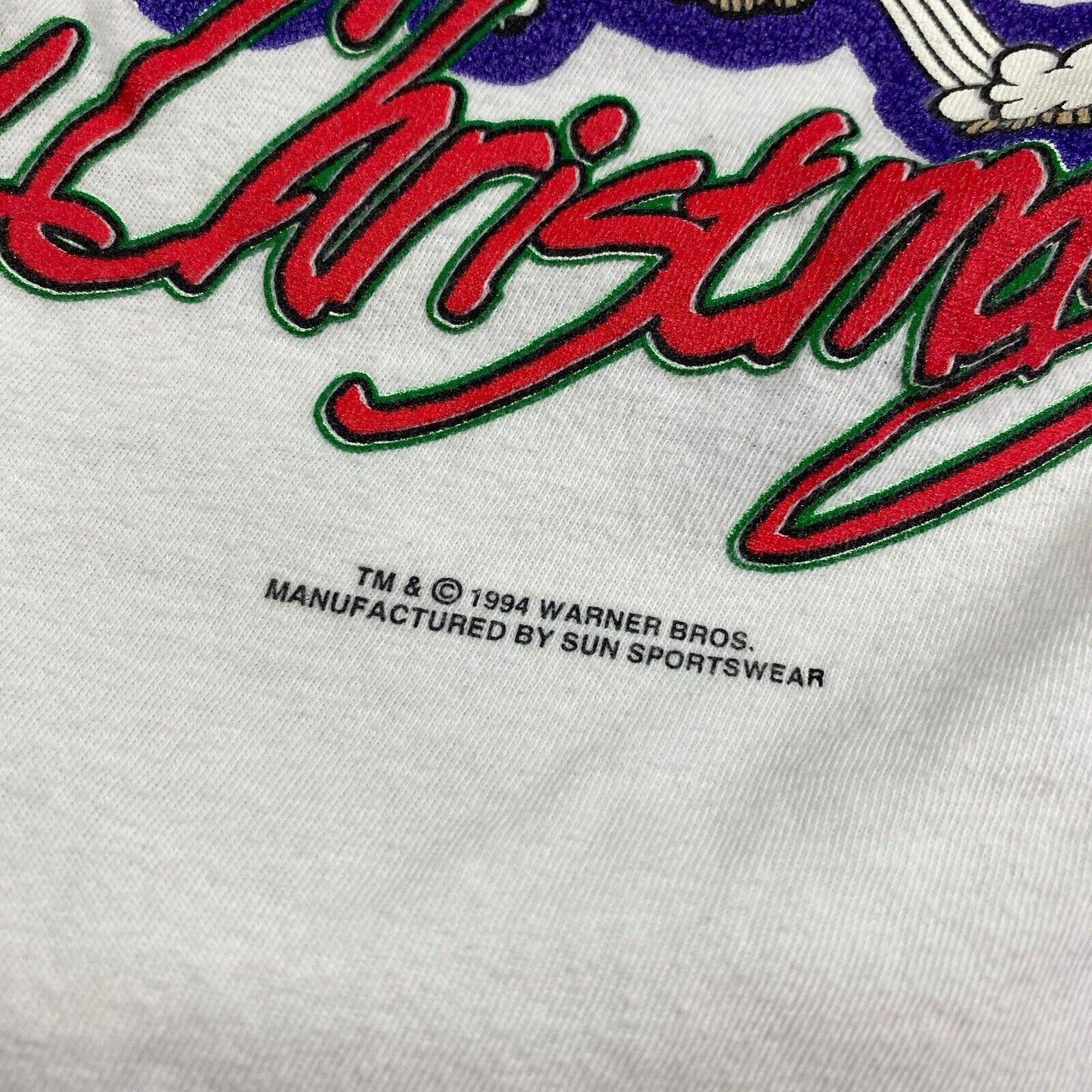 VINTAGE 90s Do Not Open Until Christmas TAZ Present T-Shirt sz XL Men Adult
