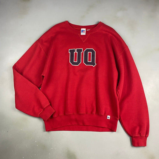 VINTAGE UQ Collegiate Russell Athletic Red Crewneck Sweater sz Large Mens