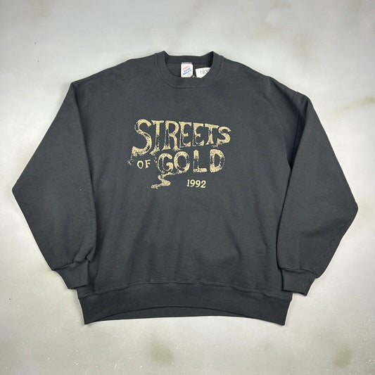 VINTAGE 90s | Streets Of Gold 1992 Black Crewneck Sweater sz XXL Adult