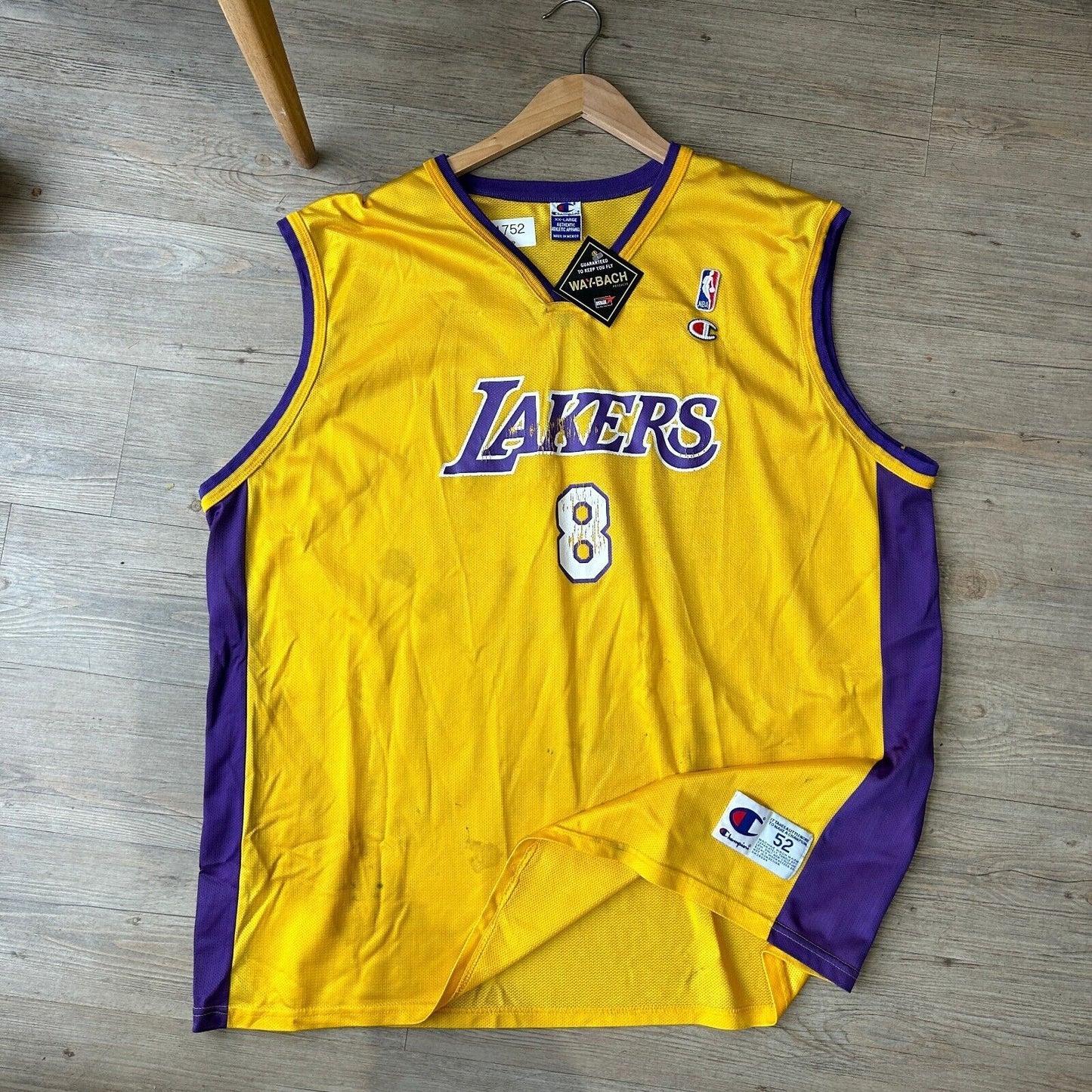 VINTAGE | LA LAKERS #8 KOBE Bryant Champion Basketball Jersey sz 52 XXL Adult
