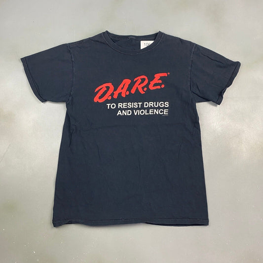 VINTAGE DARE To Resist Drugs & Violence Black T-Shirt sz Small Men Adult
