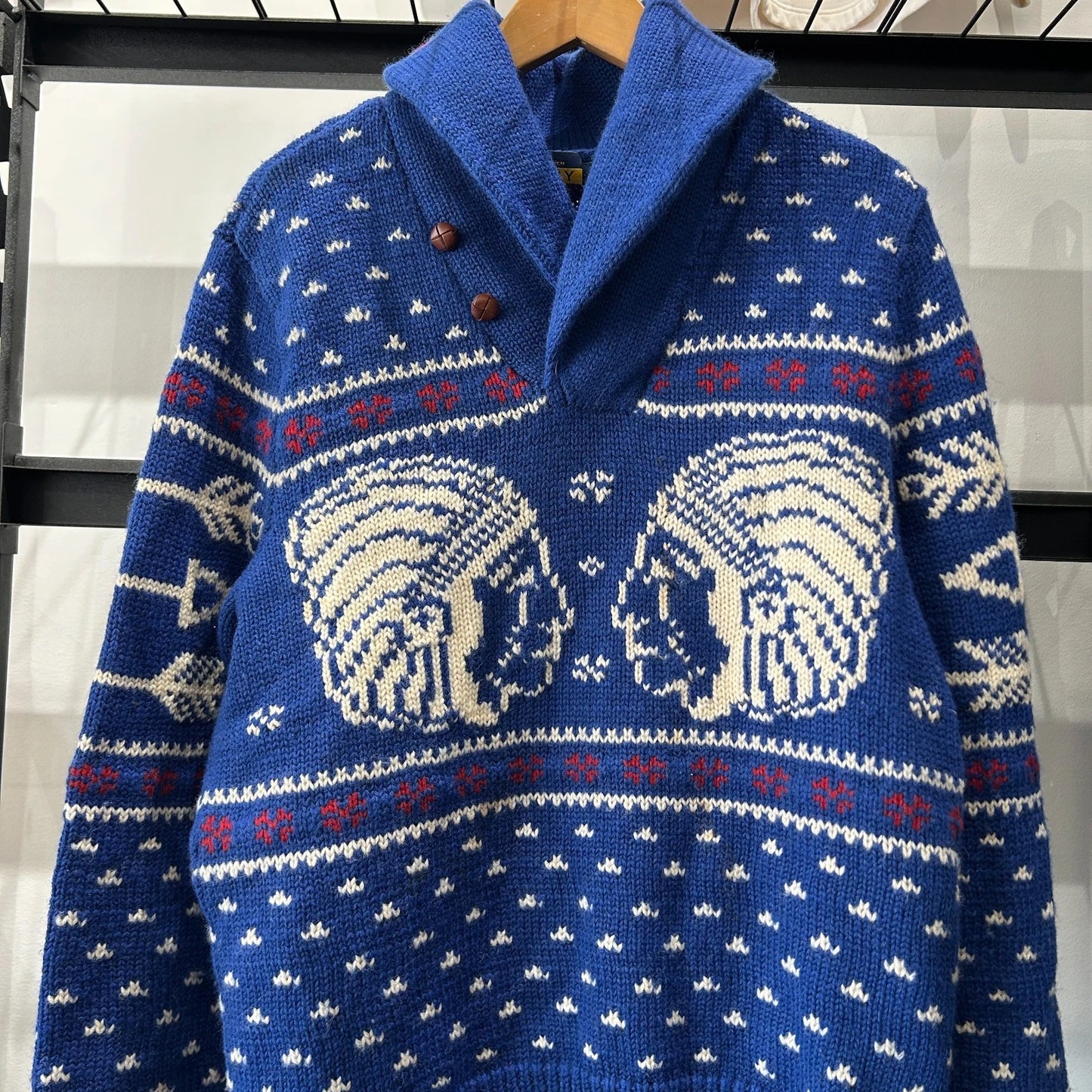 VINTAGE | Ralph Lauren RUGBY Indian Head Shawl Knit Sweater sz L