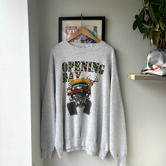 VINTAGE 1990s | Opening Day Hunting Theme Crewneck Sweater sz XXL Made In USA