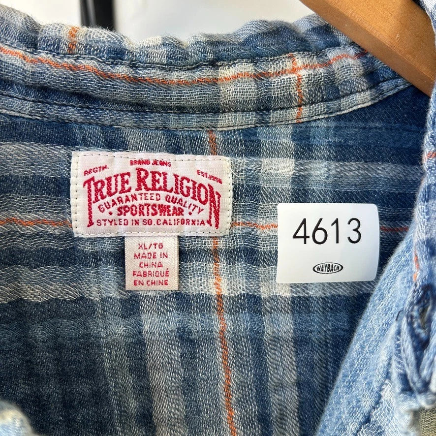 TRUE RELIGION Sportswear | Plaid Flannel Vintage Cotton Button Down Shirt sz L