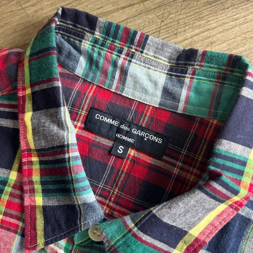 Comme Des Garcons Homme | Two Tone Plaid Short Sleeve Button Down Shirt sz S/M