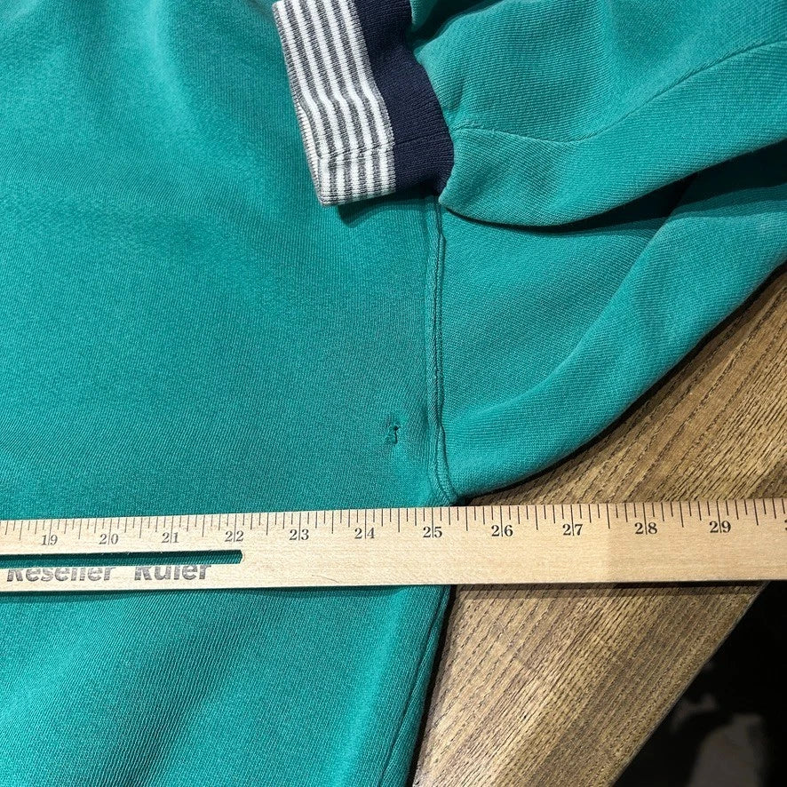 VINTAGE 90s | Russell Athletic Blank Teal Ringer Crewneck Sweater sz XL