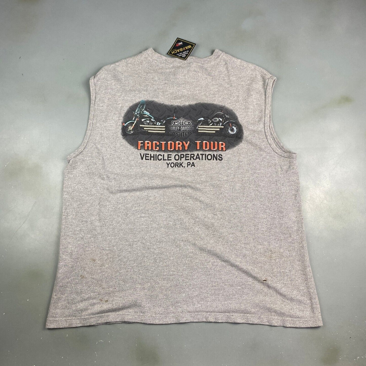 VINTAGE Harley Davidson Factory Tour Sleeveless Tank T-Shirt sz 2XL Men Adult