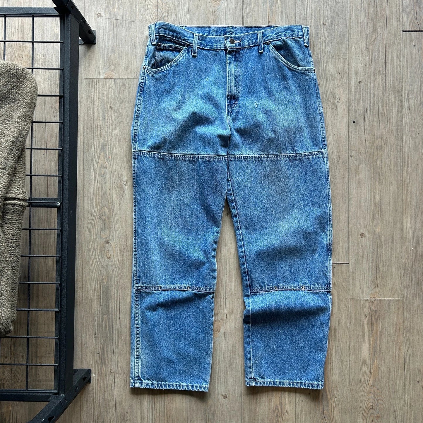 VINTAGE | Dickies Faded Blue Baggy Double Knee Jeans Pants sz W35 L30