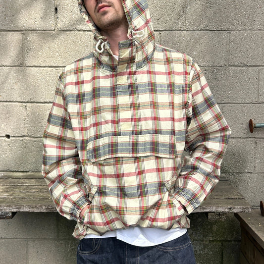 VINTAGE 90s | GAP Plaid Cotton Canvas 1/4 Zip Anorak Jacket sz S/M