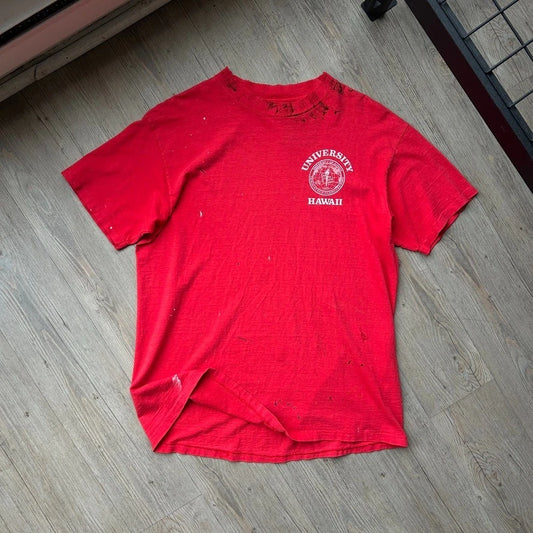VINTAGE 90s | University Of Hawaii Faded Thrashed Logo T-Shirt sz L