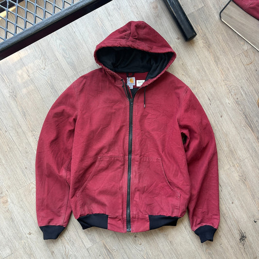 VINTAGE | Carhartt Dark Red Zip Hooded Jacket sz L