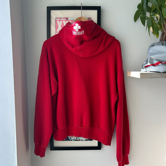 VINTAGE 90s Lake George New York Life Guard Red Hoodie Sweater sz M Mens