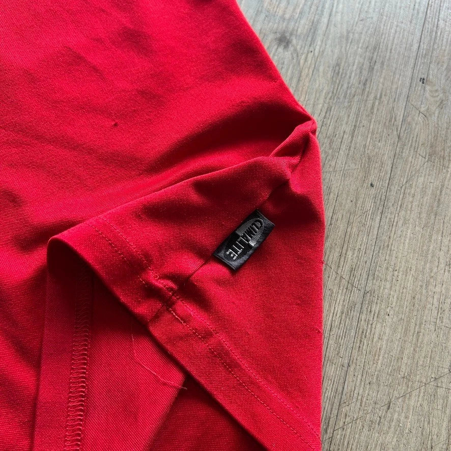 ADIDAS Y2k | Centre Logo Red Running Climalite Jersey T-Shirt sz XL