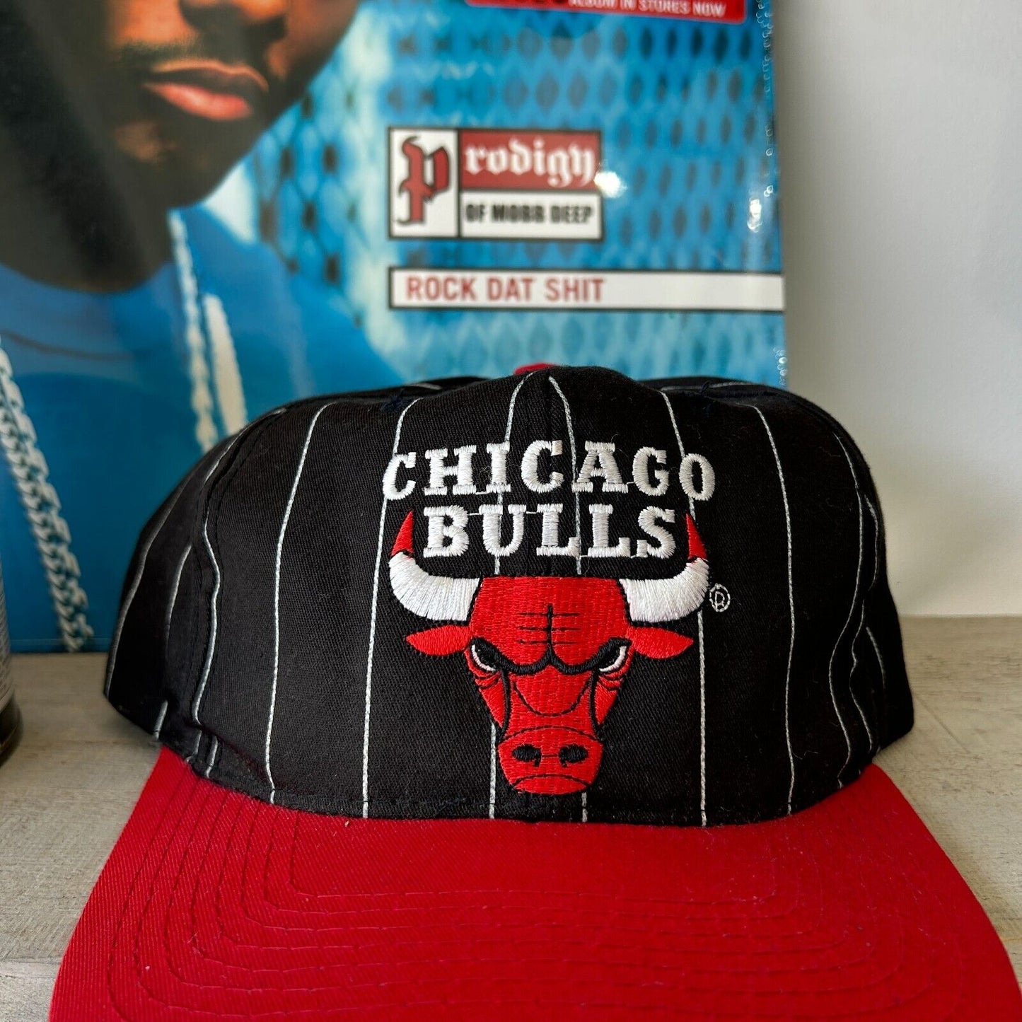 VINTAGE 90s | Chicago Bulls Pinstripe STARTER Snapback HAT One Size