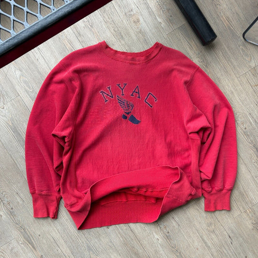 VINTAGE 80s | NYAC Champion Reverse Weave Warm Up Crew Sweater sz XL