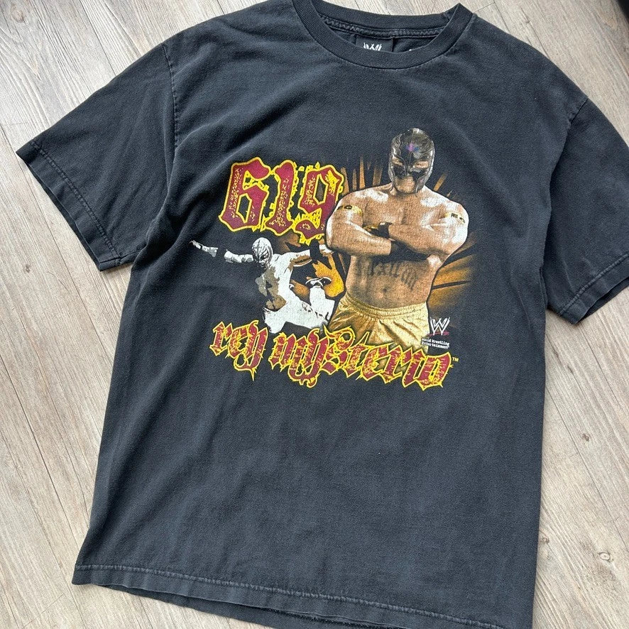 VINTAGE Y2k | Rey Mysterio 619 West Coast Pop WWE Wrestling T-Shirt sz L