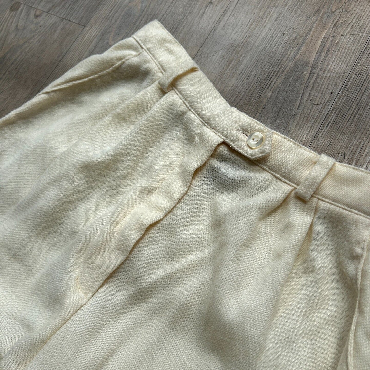VINTAGE 80s | Cream Wool Blend Pleated Trouser Pants W26 L32