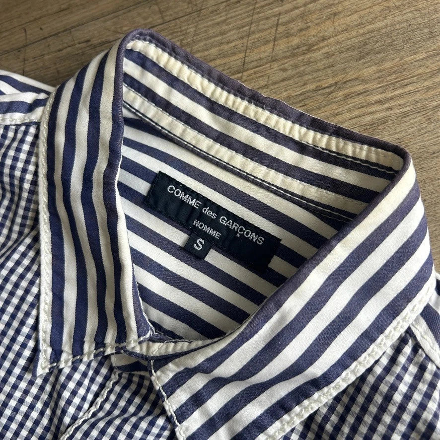 Comme Des Garcons Homme | Gingham Pinstriped Short Sleeve Button Down Shirt sz S