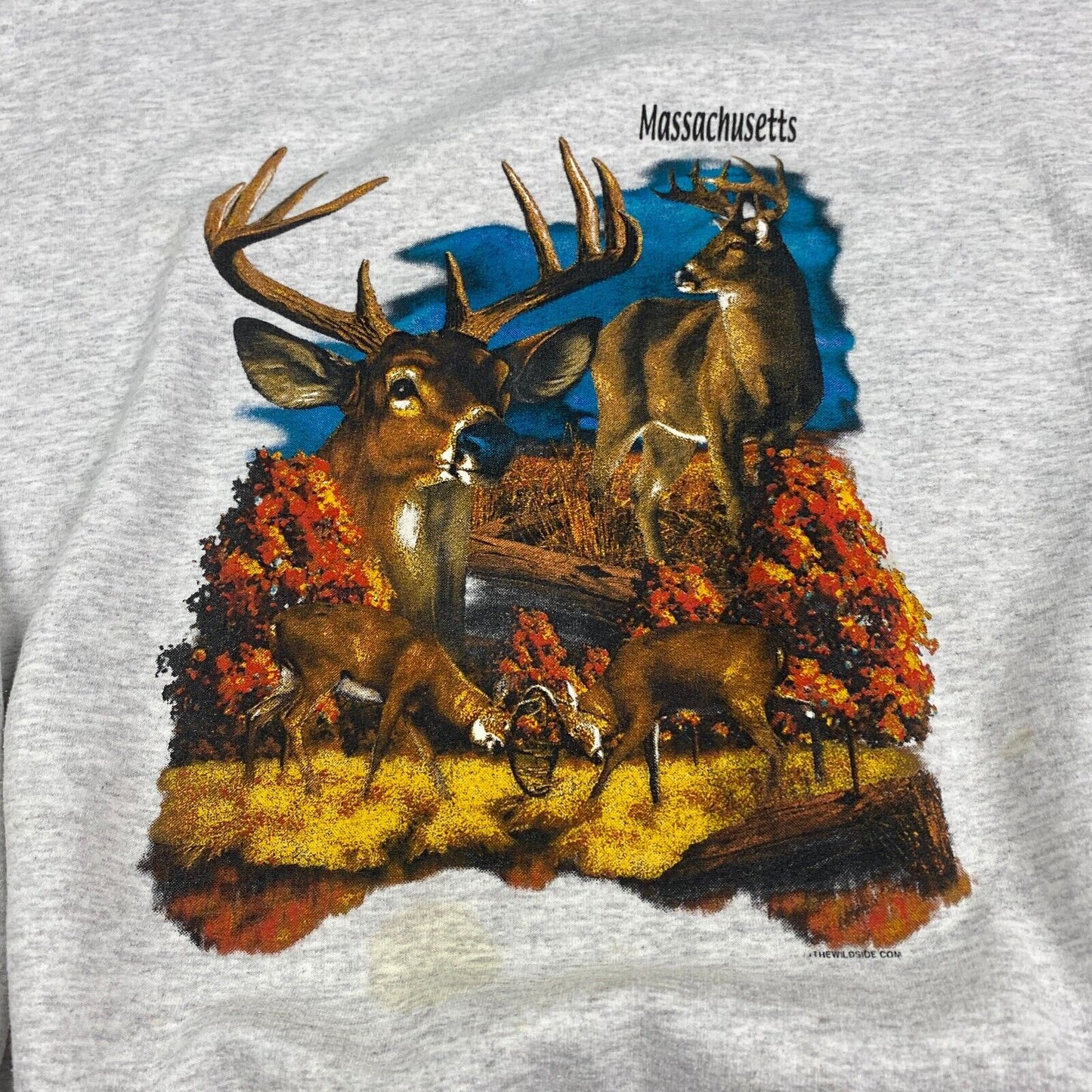 VINTAGE 90s Massachusetts Nature Deer Crewneck Sweater sz XL Mens Adult