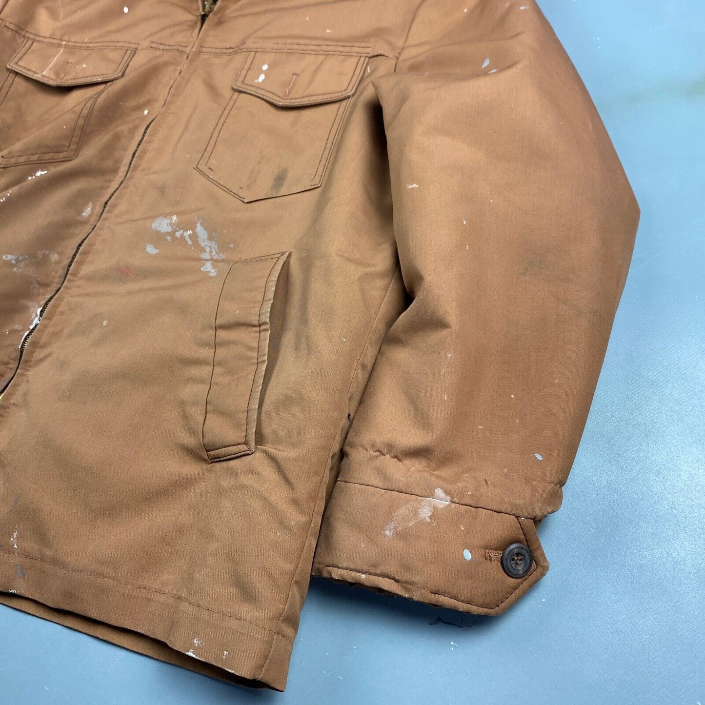 VINTAGE William Barry Western Paint Splattered Work Jacket sz 42 XL Men Adult