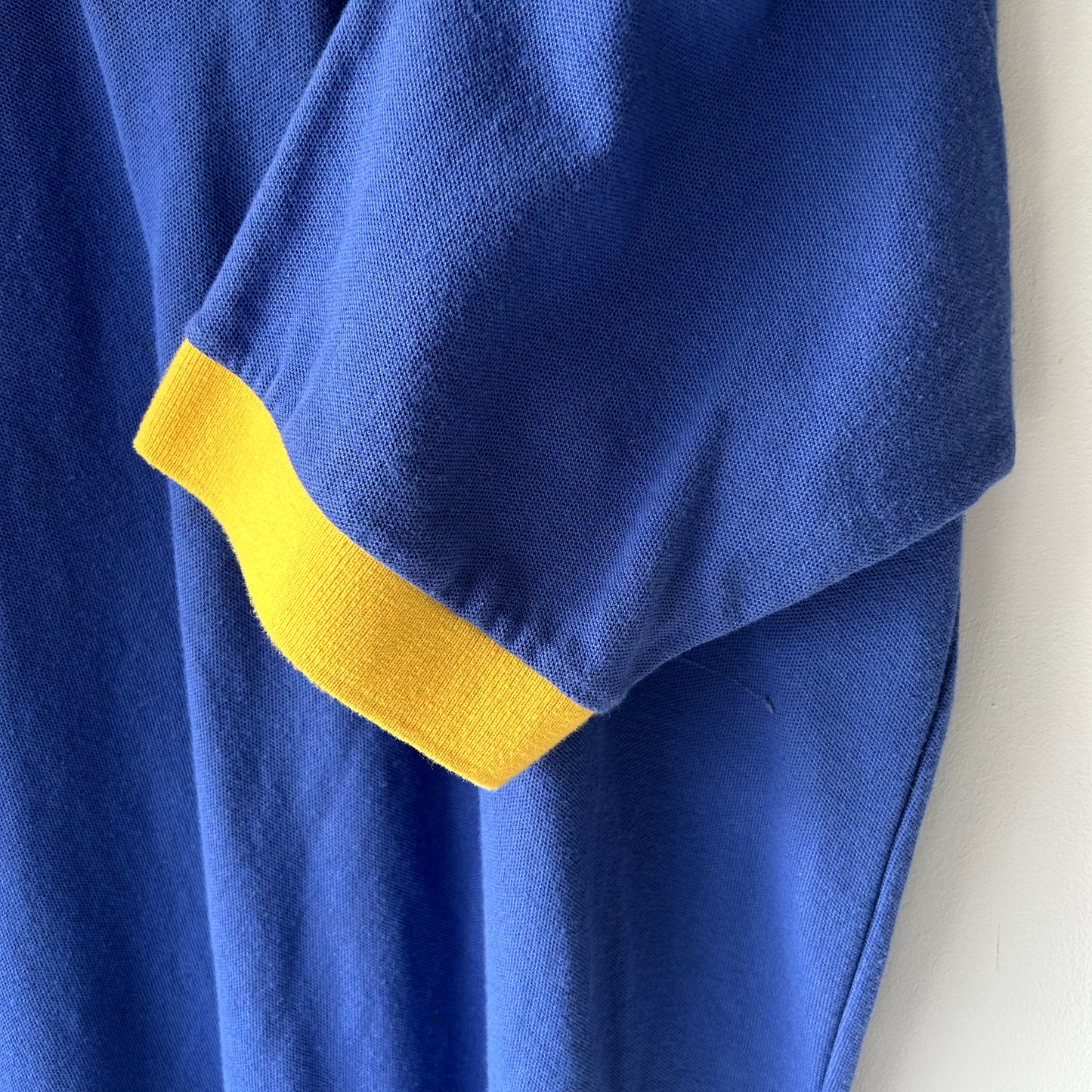 VINTAGE 1990s Cottontex Blaknk Blue & Yellow Polo Shirt sz XXL Adult