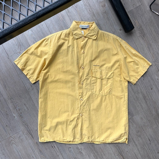 1997 S/S Stone Island | Cotton Short Sleeve Button Down Shirt sz L