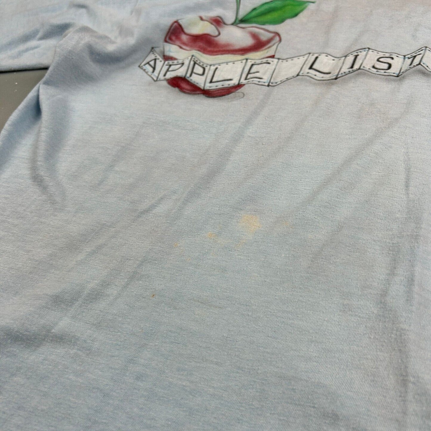 VINTAGE 70s-80s | Apple List Lite-Blue Airbrush Art T-Shirt sz M Adult
