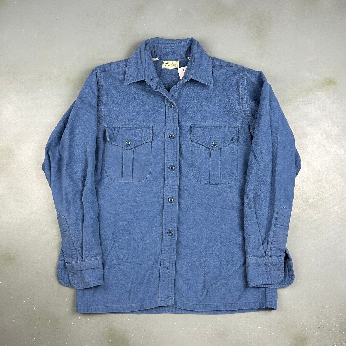 VINTAGE 90s L.L Bean Blue Chamois Cloth Button Up Shirt sz S/M Adult