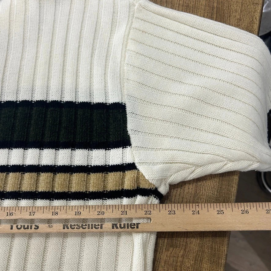 VINTAGE 90s | Koman Striped Ribbed Knit Polo Shirt sz L