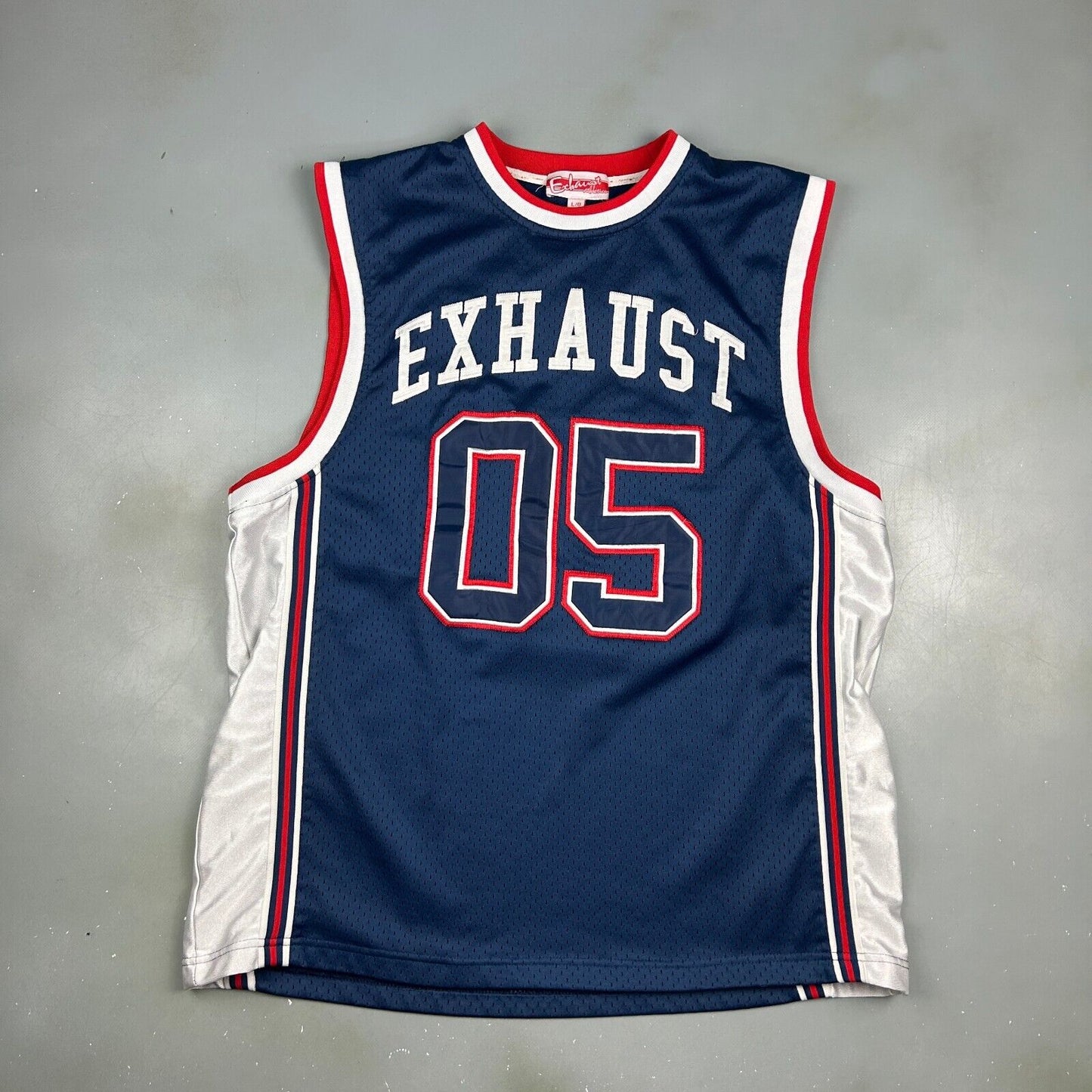 VINTAGE Y2K | EXHAUST #05 Two Tone Basketball Jersey sz L Adult