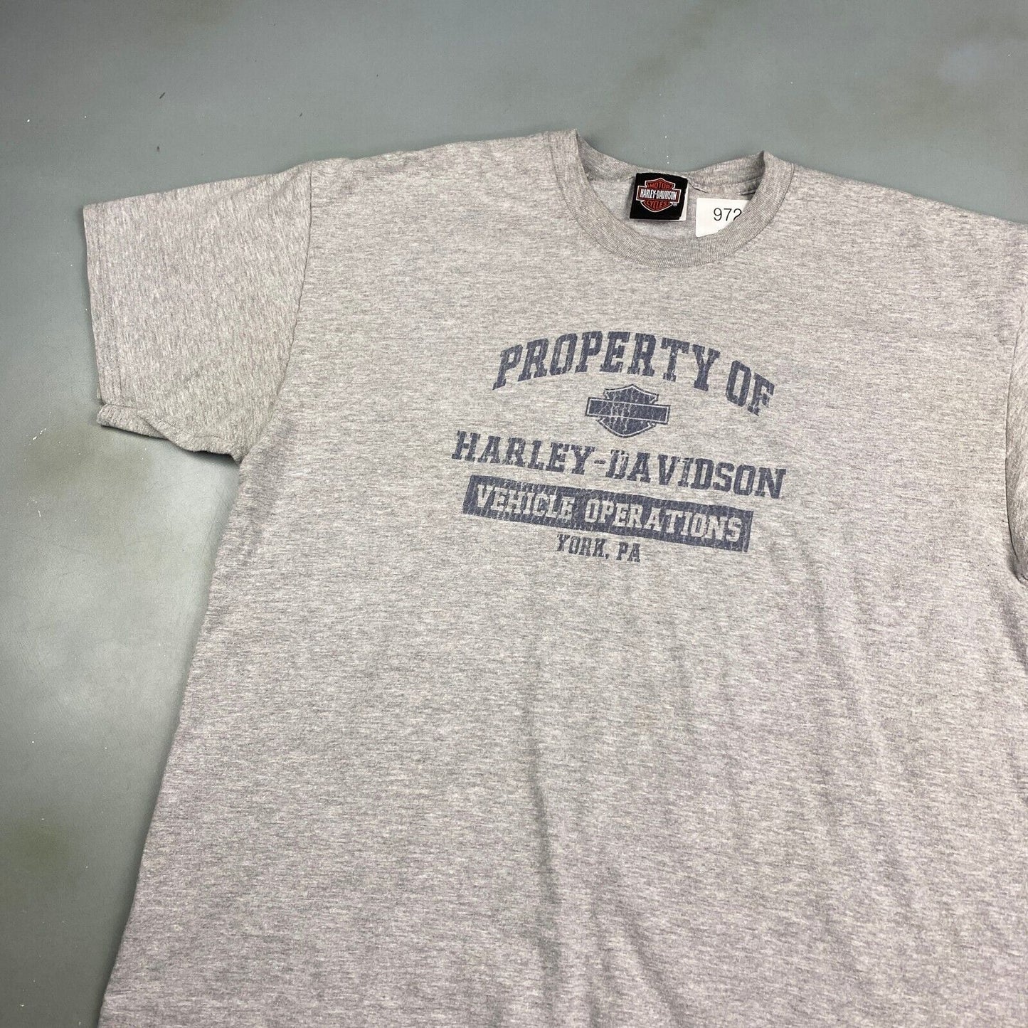 VINTAGE Property Of Harley Davidson Grey Biker T-Shirt sz XL Men Adult