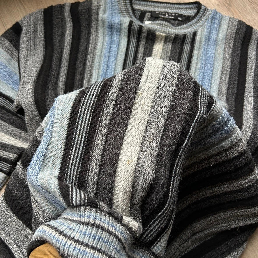 VINTAGE 90s | Protege Vertical Striped Gradient Knit Sweater sz L/XL