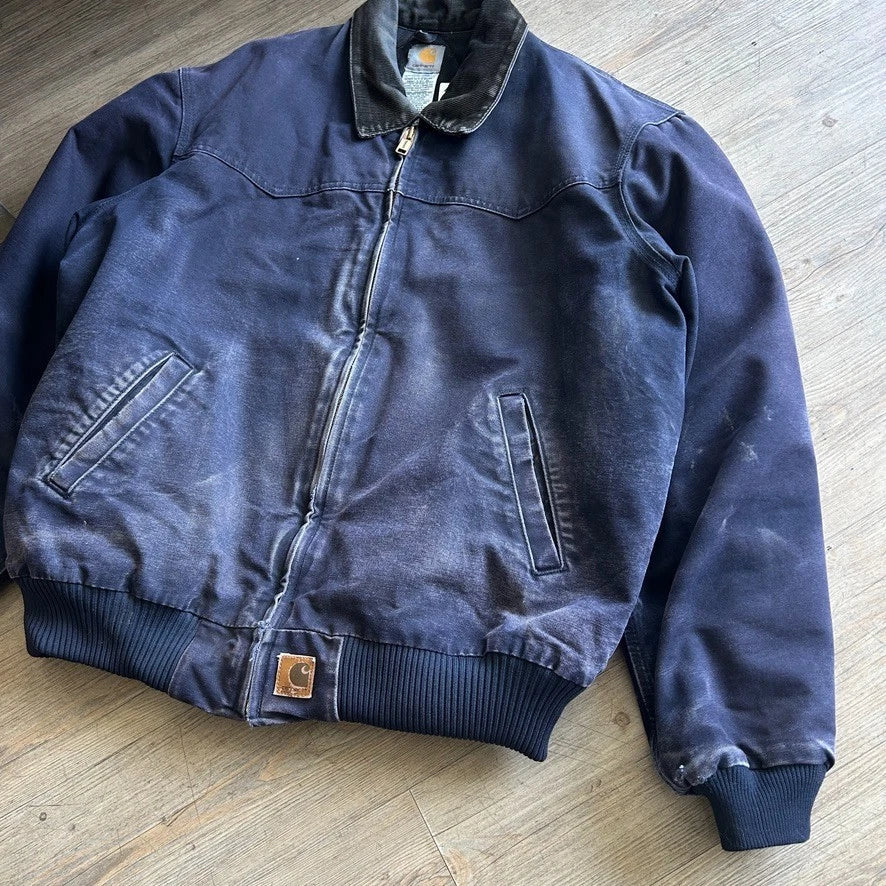 VINTAGE | Carhartt Faded Navy Santa Fe Bomber Jacket sz XL