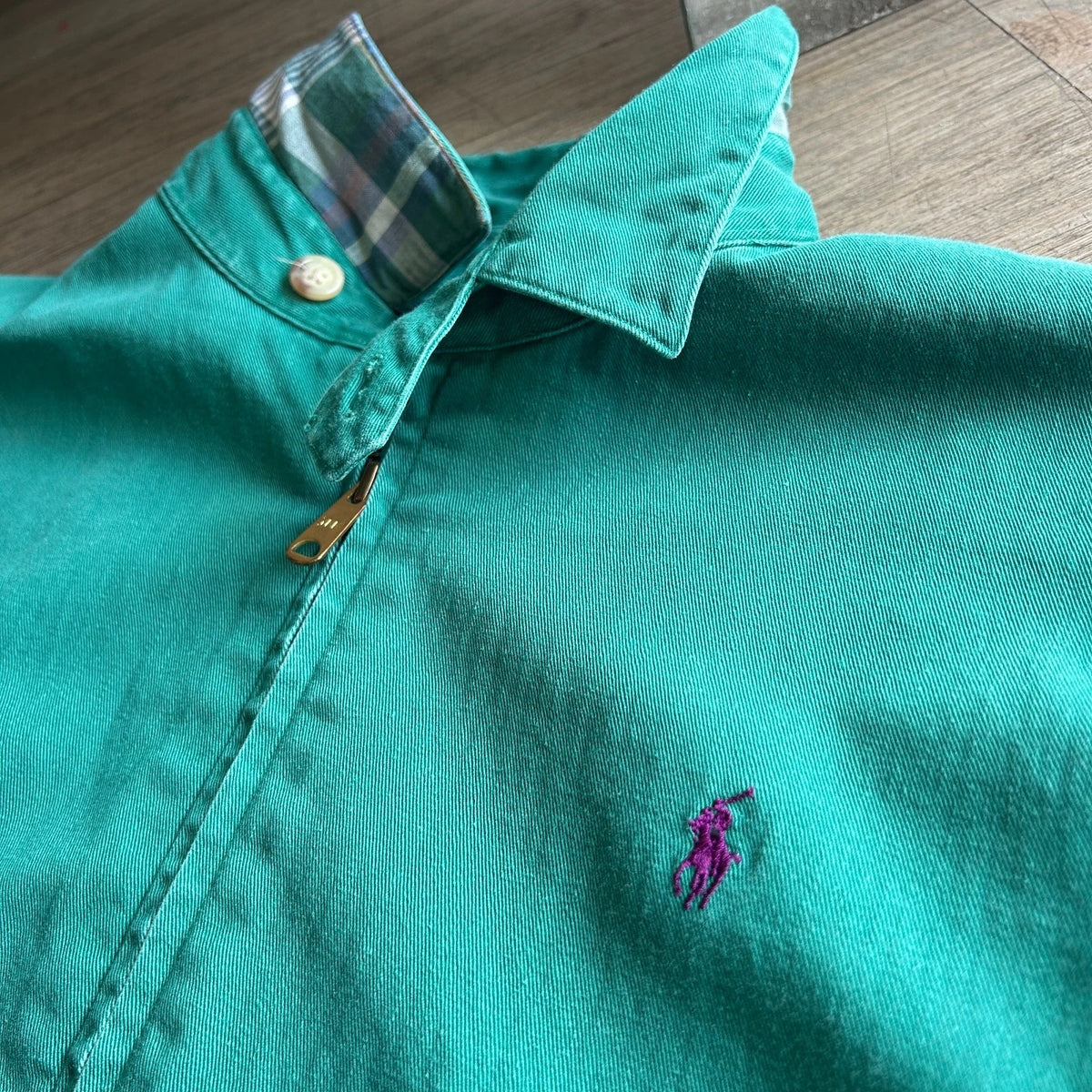 1990s | Polo by Ralph Lauren Teal Green Vintage Harrington Jacket sz M