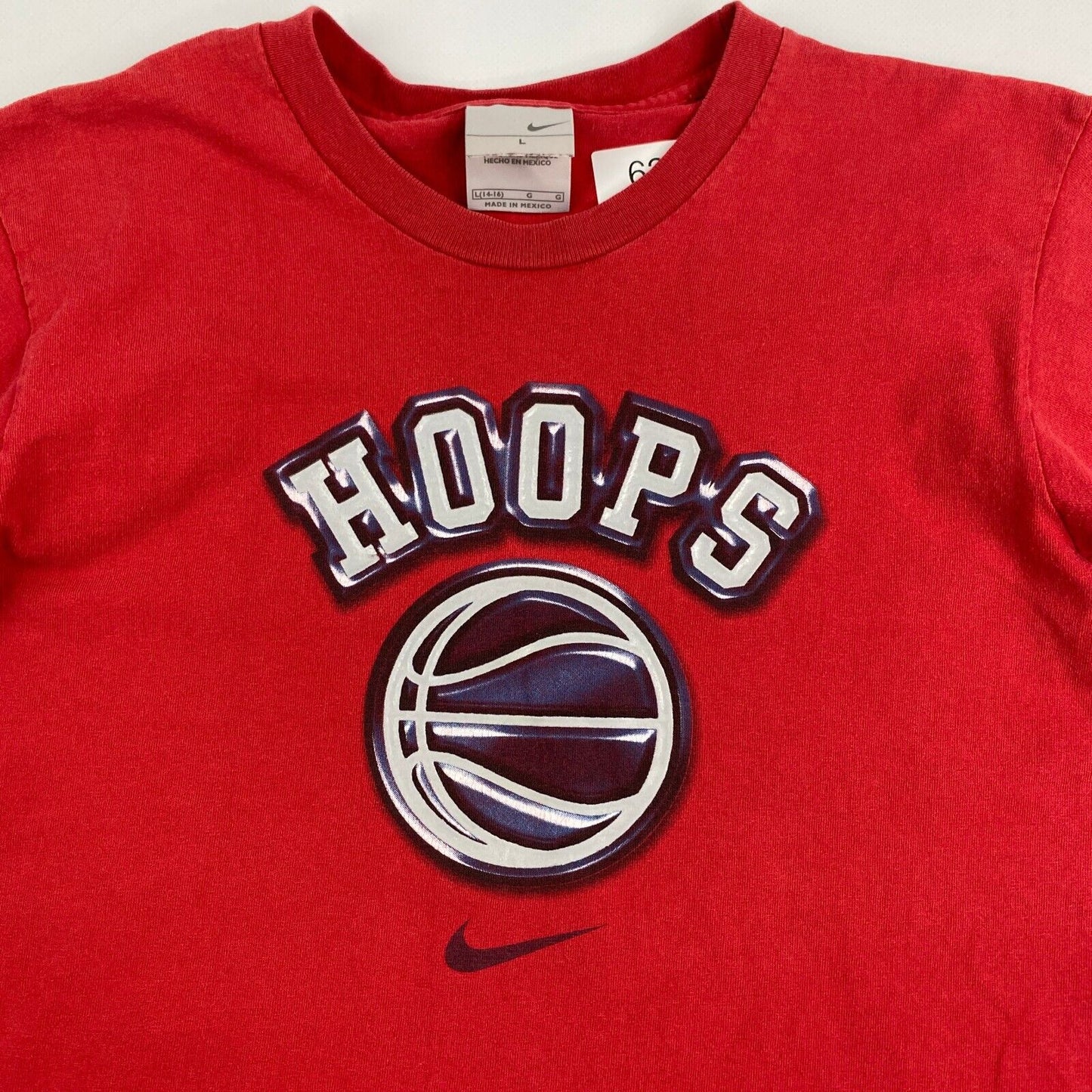 VINTAGE NIKE Hoops Basketball Red T-Shirt sz Large 14-16 Youth